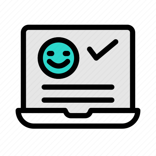 Reviews, online, feedback, happy, laptop icon - Download on Iconfinder