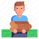avatar, log carry, wood log, log man, timber, camping] 