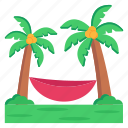 beach hammock, tree hammock, hammock, beach swing, palm trees 