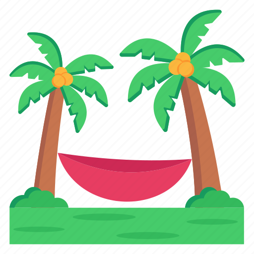 Beach hammock, tree hammock, hammock, beach swing, palm trees icon - Download on Iconfinder