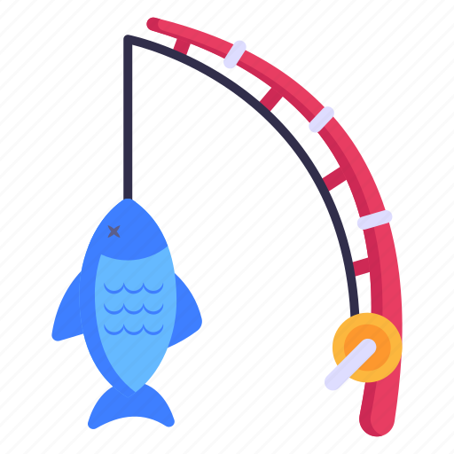 Angling, catching fish, fishing, fishing rod, trapped fish icon - Download on Iconfinder