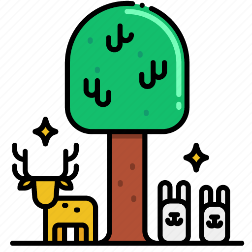 Nature, deer, rabbit, bunny, animal, plant, tree icon - Download on Iconfinder