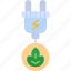 green, energy, electricity, environment, leaf, plug, icon 