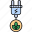 green, energy, electricity, environment, leaf, plug, icon 