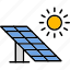 solar, panel, clean, energy, renewable, sustainable, thin, line, icon 