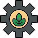 sustainability, ecology, and, environment, gear, green, energy, plant, icon