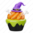 pumpkin, cupcake, cake, halloween, witch, hat, sweet, food, dessert