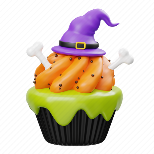 Pumpkin, cupcake, cake, halloween, witch, hat, sweet icon - Download on Iconfinder