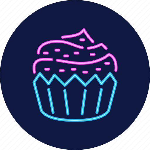 Cupcake, sweet, dessert, food, neon, cafe, bakery icon - Download on Iconfinder