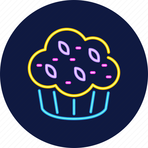 Muffin, sweet, dessert, food, neon, cafe, bakery icon - Download on Iconfinder