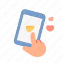 hand, heart, love, message, send, smartphone, valentine