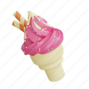 ice cream, sweets, dessert, pink, delicious, cold, summer, cone ice, scoop 
