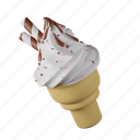 vanilla chocolate, cone ice cream, 3d icon, dessert treat, frozen food, sweet flavor, summer snack, creamy delicious