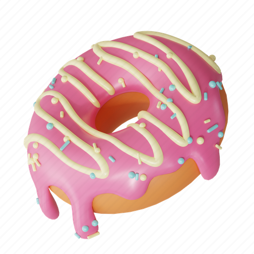 Strawberry donuts, 3d sweets icon, dessert food, bakery cafe, pastry cream, glazed delicious 3D illustration - Download on Iconfinder