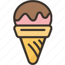ice, cream, scoop, cone, tasty