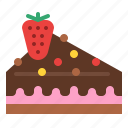 cake, piece, sweet, strawberry