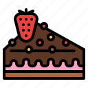 cake, piece, sweet, strawberry