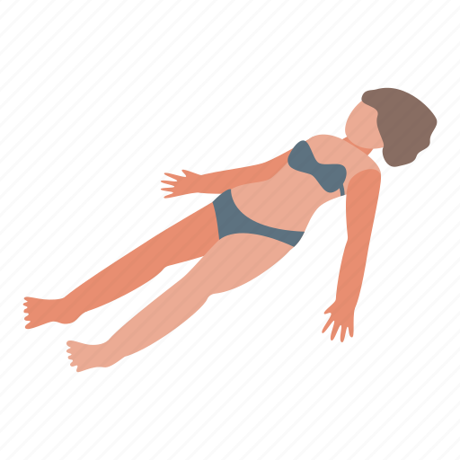 Woman, sunbathing, isometric icon - Download on Iconfinder