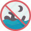 swimming, night, prohibition, stop, safety 