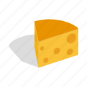 cheese, dairy, isometric, product, snack, swiss, yellow