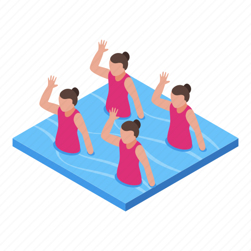Synchronized, swimming, girls, isometric icon - Download on Iconfinder