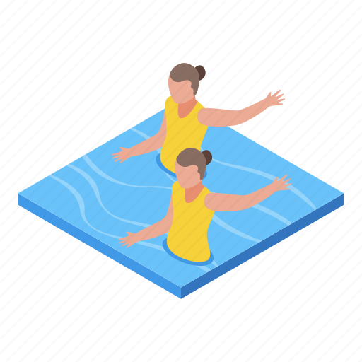 Synchronized, swimming, sport, isometric icon - Download on Iconfinder