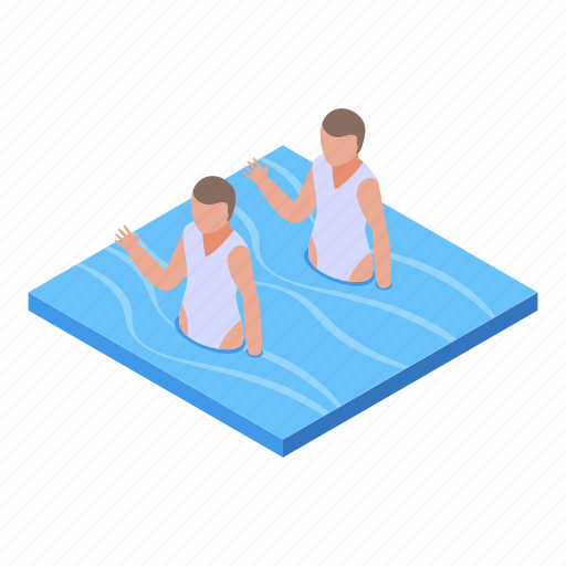 Synchronized, swimming, aquatic, isometric icon - Download on Iconfinder