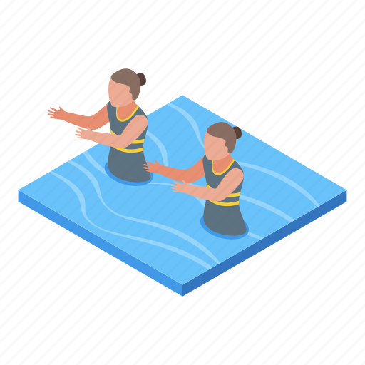 Synchronized, swimming, couple, isometric icon - Download on Iconfinder