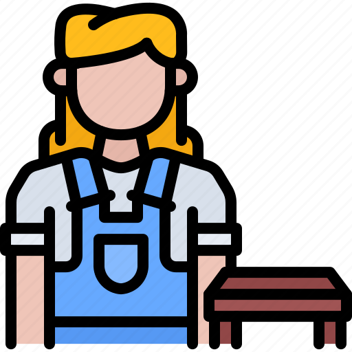 Worker, woman, table, furniture, interior, shop icon - Download on Iconfinder