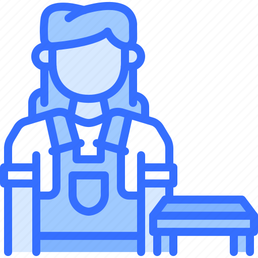 Worker, woman, table, furniture, interior, shop icon - Download on Iconfinder