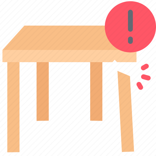 Table, broken, warning, furniture, interior, shop icon - Download on Iconfinder