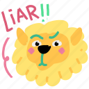 animals, gestures, animal, lion, liar, lying, wildlife, sticker, character