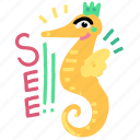 animals, gestures, see, seahorse, animal, sticker, character, greeting