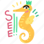 animals, gestures, see, seahorse, animal, sticker, character, greeting 