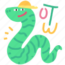 animals, gestures, snake, cool, cap, sticker, character, animal