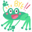 animals, gestures, sticker, character, bye, greeting, frog, toad, goodbye, animal 