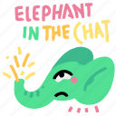 communication, gestures, elephant, in, the, chat, animal, sticker, character