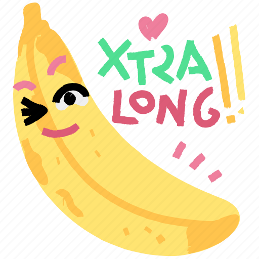 Food, gestures, banana, fruit, organic, xtra, long sticker - Download on Iconfinder