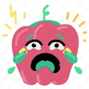 food, gestures, cry, crying, pepper, bell, vegetable, sticker, character