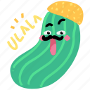 food, gestures, french, cucumber, vegetable, organic, sticker, character, greeting