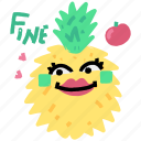 food, gestures, pineapple, fine, happy, emoticon, sticker, character, fruit