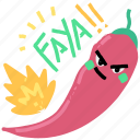 food, gestures, sticker, character, chili, pepper, hot, spicy, faya