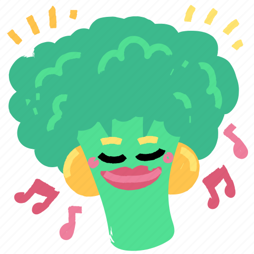 Food, gestures, sticker, character, music, entertainment, broccoli sticker - Download on Iconfinder