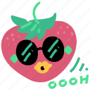 food, gestures, strawberry, cool, sunglasses, fruit, sticker, character, emoticon