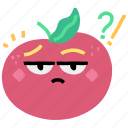 food, gestures, tomato, fruit, organic, question, sticker, character, curious