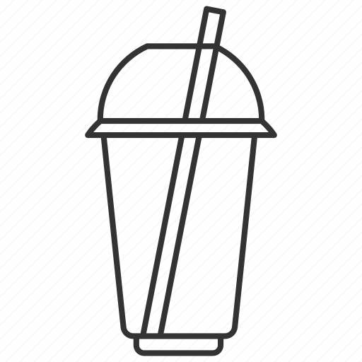 milkshake outline icon, refreshing beverage glass symbol, plastic