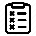 clipboard, cross, clipboard cross, delete, cancel