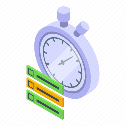 Task, schedule, stopwatch, isometric icon - Download on Iconfinder