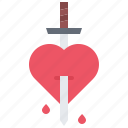 sword, knife, love, blood, heart, tattoo, parlor, art
