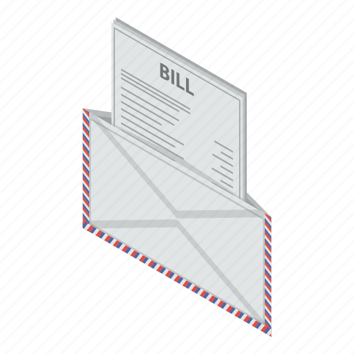 Account, bill, cartoon, invoice, isometric, letter, open icon - Download on Iconfinder